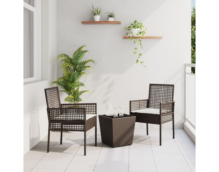 Sonata H 3-членен комплект за градината с възглавници кафяв полиратан