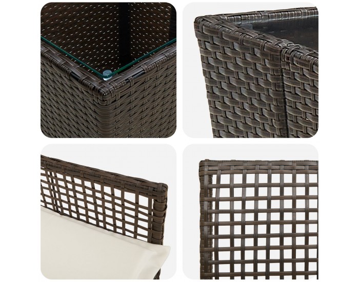 Sonata H 3-членен комплект за градината с възглавници кафяв полиратан