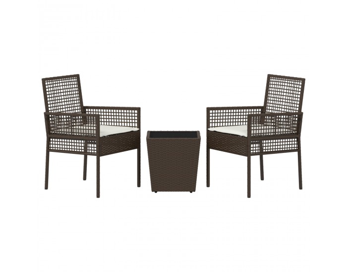 Sonata H 3-членен комплект за градината с възглавници кафяв полиратан