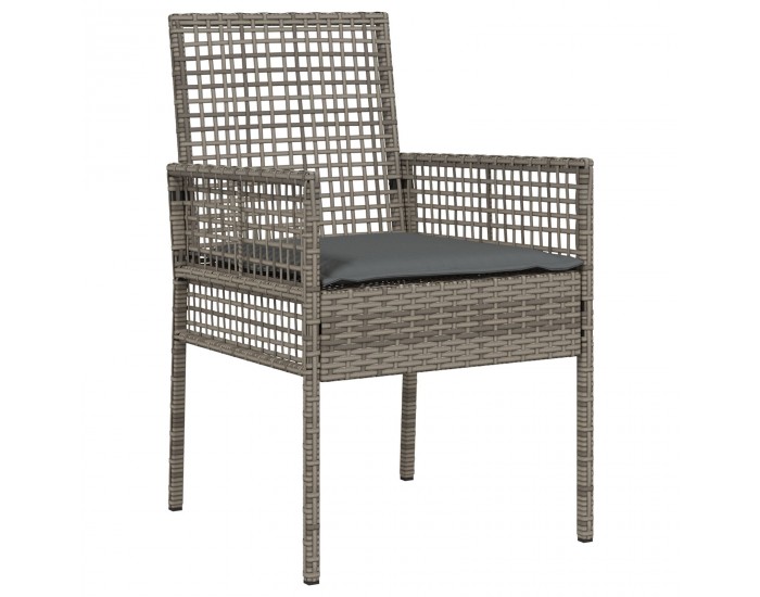 Sonata H 3 Часовна Градинска Бистро Маса с Възглавници Сиво Полиратан