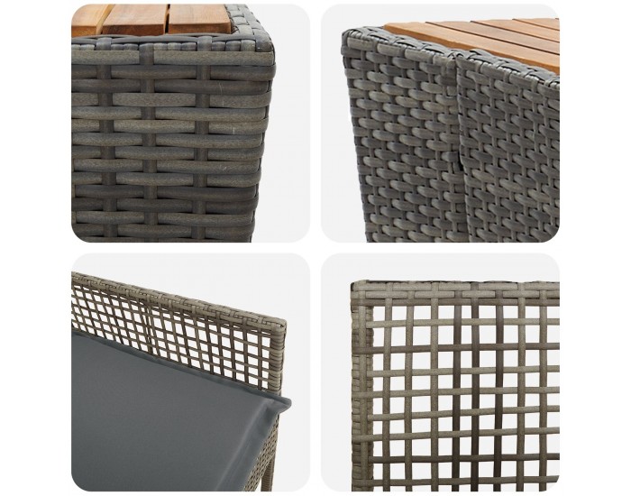 Sonata H 3 Часова Градинска Бистро Сетка с Възглавници Сиво Полираты