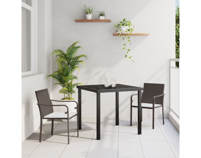 Sonata H 3-членен комплект за хранене на открито с възглавници - Кафяв ратан