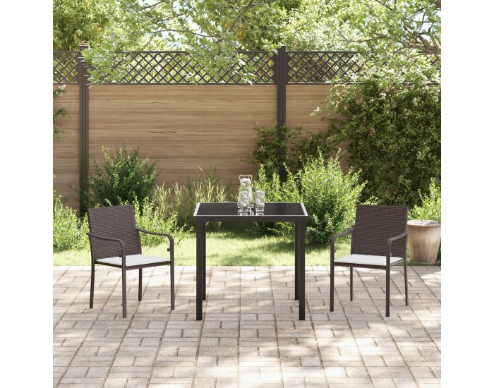 Sonata H 3-членен комплект за хранене на открито с възглавници - Кафяв ратан