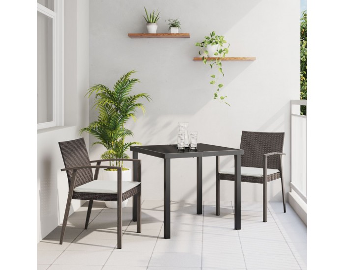 Sonata H 3 Часова Градинска Трапезария с Възглавници Кафяв Полиротан