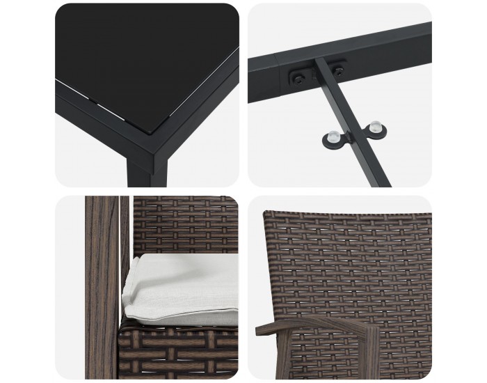 Sonata H 5 Часова Градинска Трапеза с Възглавници Кафяв Полиратан