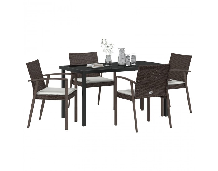 Sonata H 5 Часова Градинска Трапеза с Възглавници Кафяв Полиратан