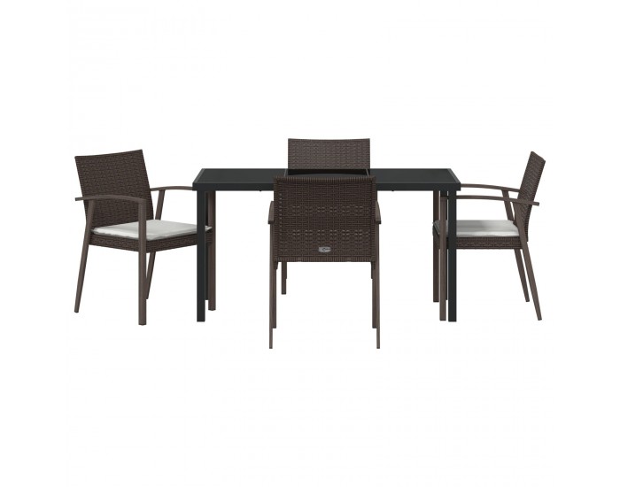 Sonata H 5 Часова Градинска Трапеза с Възглавници Кафяв Полиратан