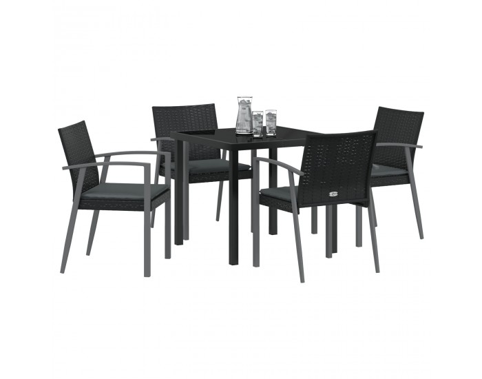 Sonata H 5 Часова Градинска Трапеза с Възглавници Черен Полиратан