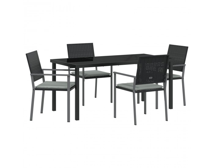 Sonata H 5 Часова Градинска Маса с Кушетки Черен Полипропилен