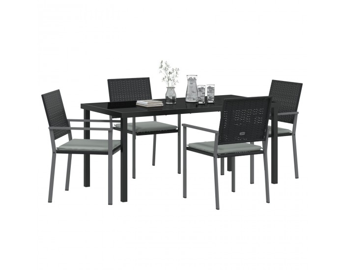 Sonata H 5 Часова Градинска Маса с Кушетки Черен Полипропилен