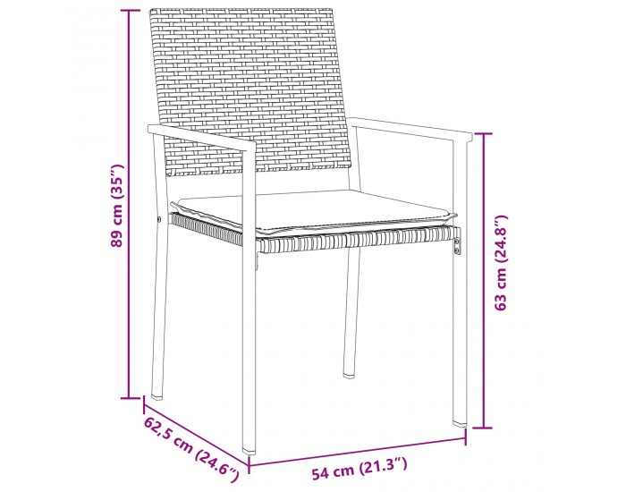 Sonata H 5 Часова Градинска Маса с Кушетки Черен Полипропилен