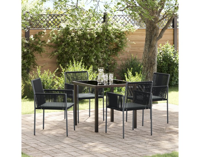 Sonata H 5 частен Градински Комплект за Хранене с Възглавници Черен Полиратан