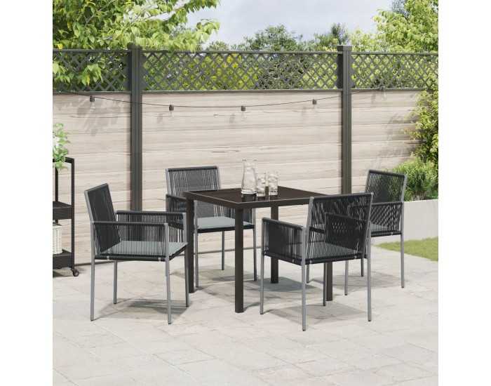 Sonata H 5 частен Градински Комплект за Хранене с Възглавници Черен Полиратан