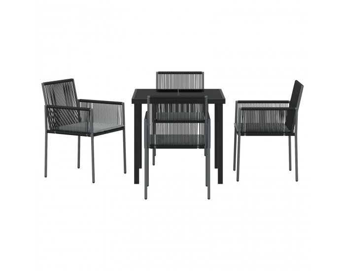 Sonata H 5 частен Градински Комплект за Хранене с Възглавници Черен Полиратан