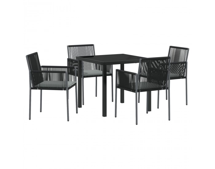 Sonata H 5 частен Градински Комплект за Хранене с Възглавници Черен Полиратан