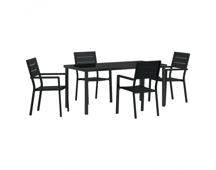 Sonata H 5 части Градински обеден комплект Черен HDPE