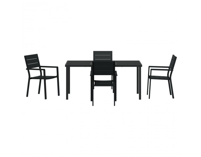 Sonata H 5 части Градински обеден комплект Черен HDPE