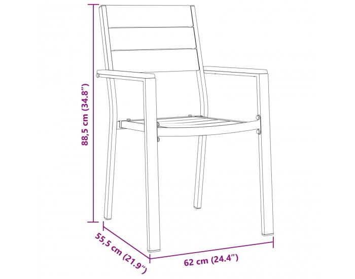 Sonata H 5 части Градински обеден комплект Черен HDPE