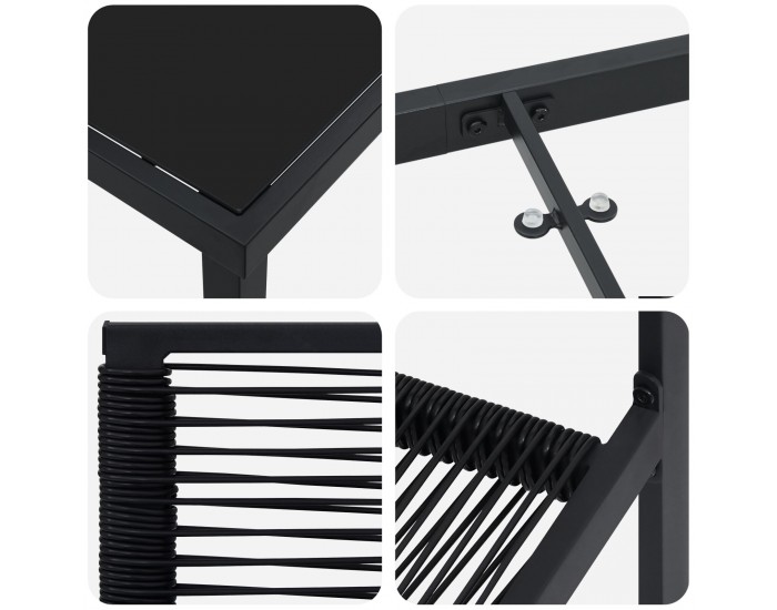 Sonata H 5 частен комплект градински мебели Черен PVC Ратан