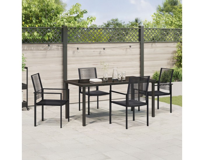 Sonata H 5 частен комплект градински мебели Черен PVC Ратан