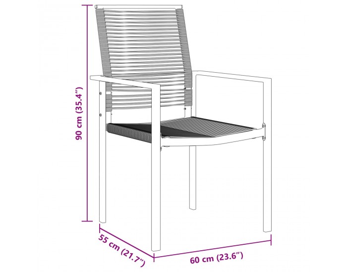 Sonata H 5 частен комплект градински мебели Черен PVC Ратан