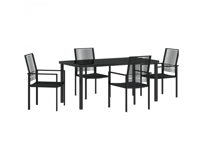 Sonata H 5 частен комплект градински мебели Черен PVC Ратан