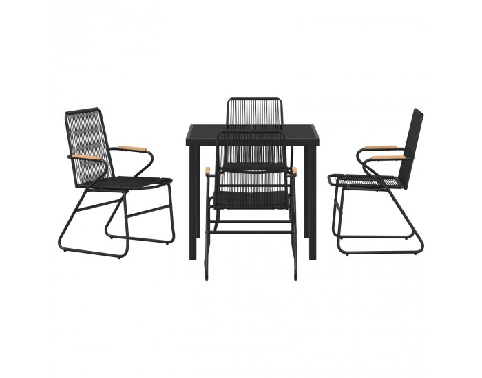 Sonata H 5 Часов комплект за градински обяд Черен PVC ратан