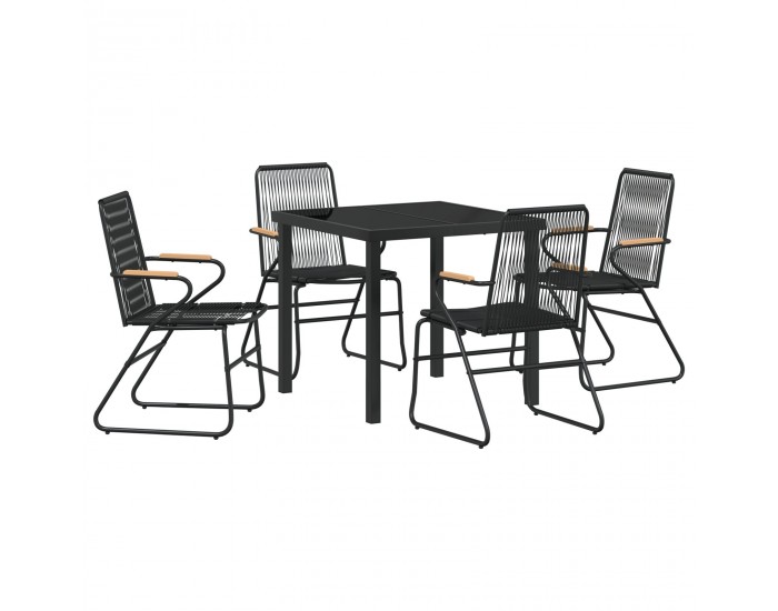 Sonata H 5 Часов комплект за градински обяд Черен PVC ратан