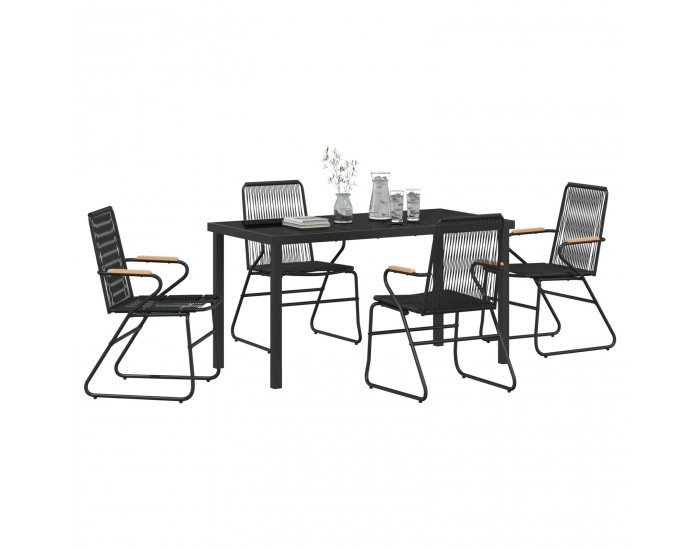 Sonata H 5 частен комплект за градинско хранене Черен PVC ратан
