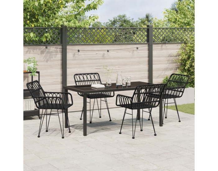 Sonata H 5 Частен градински трапезен комплект Черен Полимер Ратан