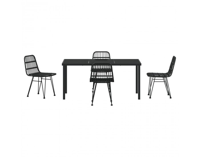 Sonata H 5 Частен Градински Трапезарен Комплект Черен Полиестер