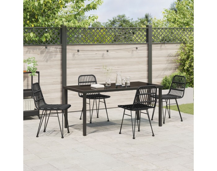 Sonata H 5 Частен Градински Трапезарен Комплект Черен Полиестер