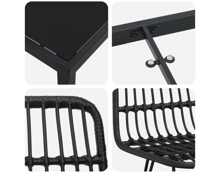 Sonata H 5 Частен Градински Трапезарен Комплект Черен Полиестер