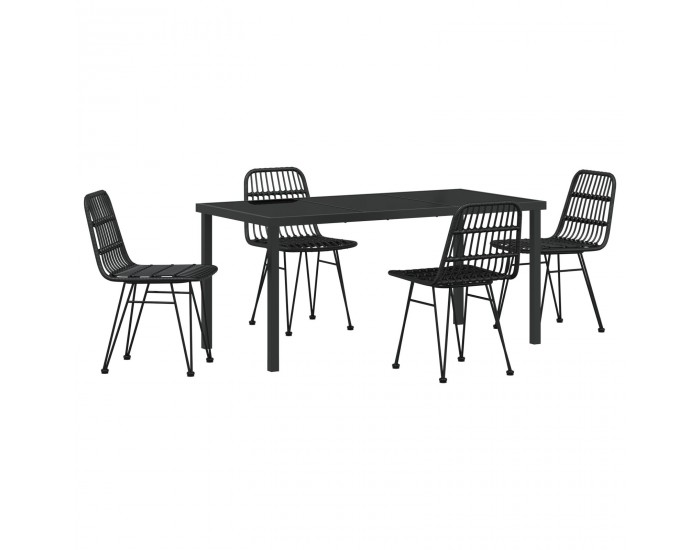 Sonata H 5 Частен Градински Трапезарен Комплект Черен Полиестер