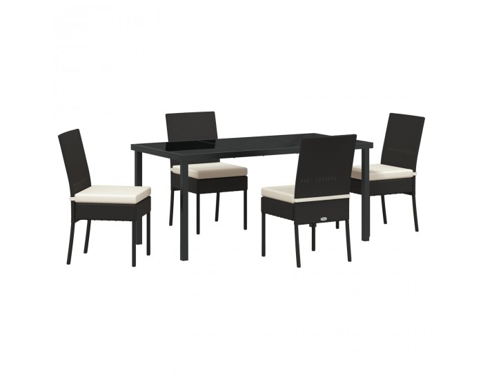 Sonata H 5 Частен Градински Комплект Трапезарийни Столове Черен Полиратан