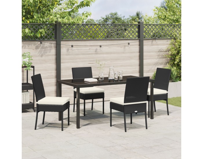 Sonata H 5 Частен Градински Комплект Трапезарийни Столове Черен Полиратан