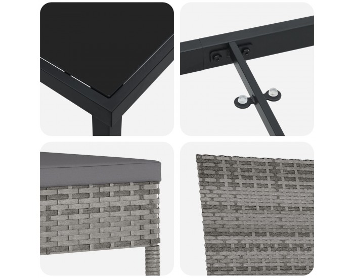 Sonata H 5 частен комплект за градинско хранене Сиво Полиратан