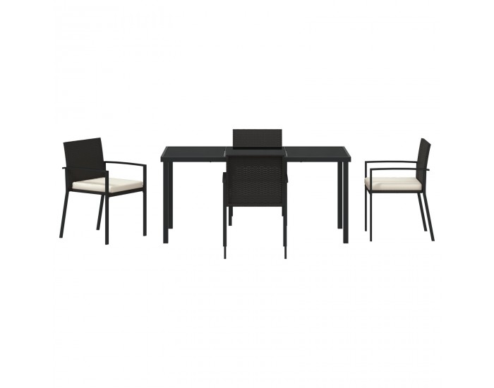 Sonata H 5 Частен комплект градински трапезни столове черен поли ратан