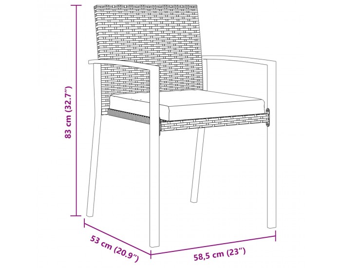 Sonata H 5 Частен комплект градински трапезни столове черен поли ратан
