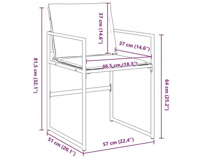 Sonata H 5 Часовен градински трапезарен комплект с възглавници Бяло текстилно и стомана