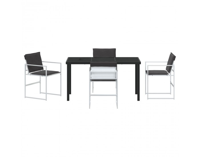 Sonata H 5 Частен Градински Мебелен Комплект с Възглавници Бял Текстилен и Стоманен