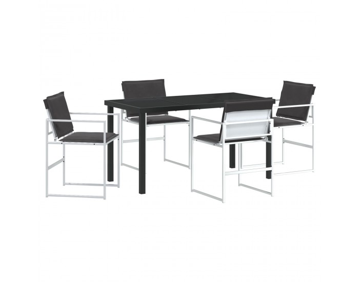 Sonata H 5 Частен Градински Мебелен Комплект с Възглавници Бял Текстилен и Стоманен