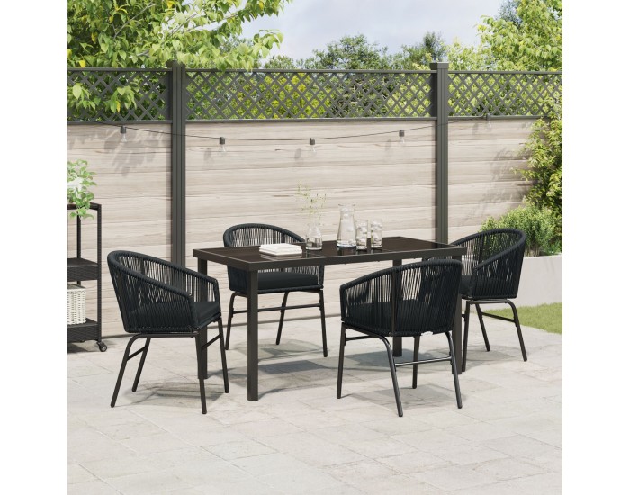 Sonata H 5 части градински трапезарен комплект Черен поли ратан