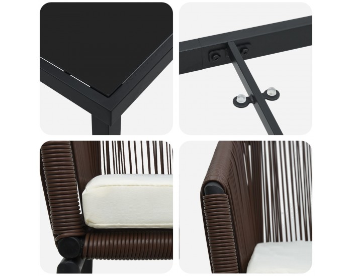 Sonata H 5 Часова градинска трапезария кафяв поли ратан