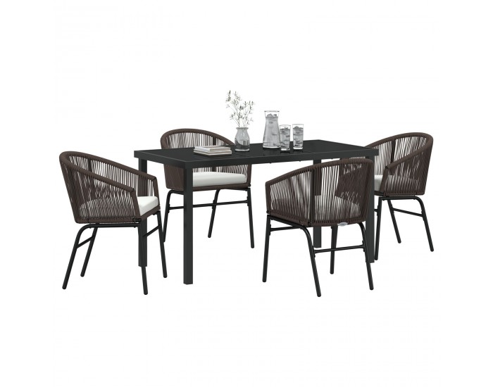 Sonata H 5 Часова градинска трапезария кафяв поли ратан