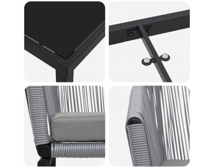 Sonata H 5 Часова градинска трапезария сив Полиратан