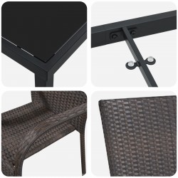 Sonata H 5 Частен Комплект за Градинско Хранене Кафяв Полие Ратан - Комплекти за външни условия