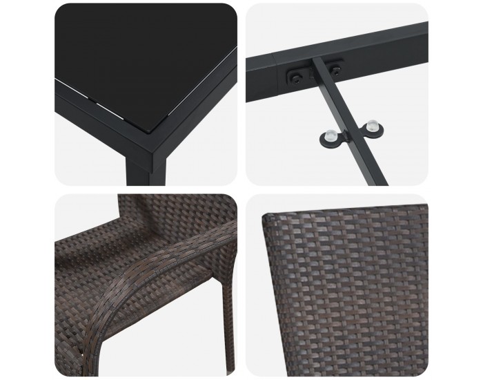 Sonata H 5 Частен Комплект за Градинско Хранене Кафяв Полие Ратан