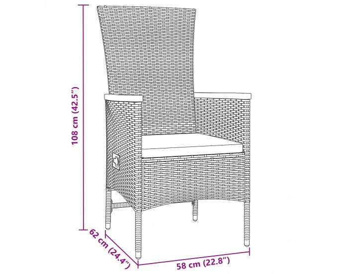 Sonata H 3-членен комплект за хранене в градината на със възглавници сив ратан