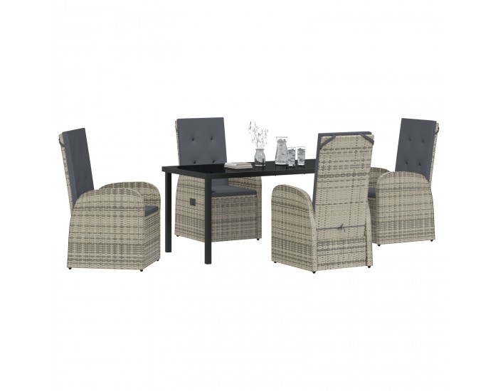 Sonata H 5 Частен Градински Комплект за Хранене с Възглавници Сиво Полиратан